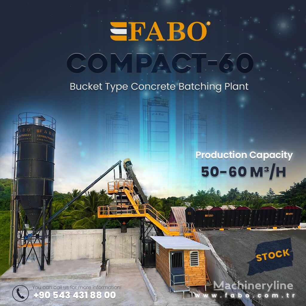 impianto di betonaggio FABO SKIP SYSTEM CONCRETE BATCHING PLANT | 60m3/h Capacity | STOCK nuovo